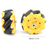 80mm Mecanum Wheel for BO Motor (TT Motor) (Pack of 2) -Yellow