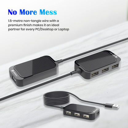Portronics POR-1634 Mport 4D USB Hub Dock (4-in-1) with 1.5 m Cable (Black)