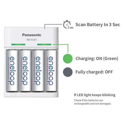 PANASONIC BQ - CC61N Eneloop Battery Charger with  Micro USB Cable