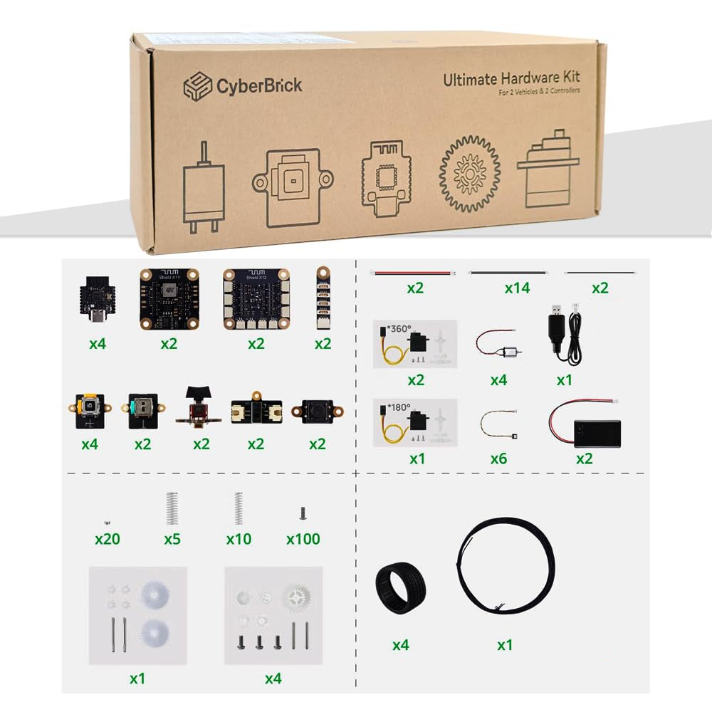 Bambu Lab CyberBrick Ultimate Hardware Kit - ZK003 (2 Vehicles 2 Remotes)