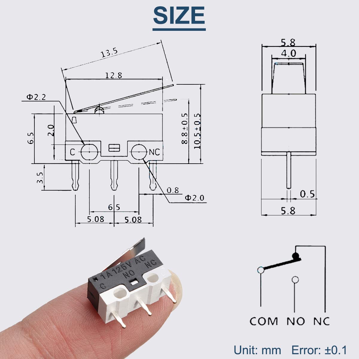 Limit Switch SPDT Micro Switch 1A 125V