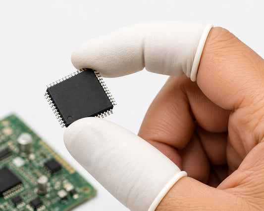 ESD Safe Finger Cot, Anti-Static Latex Rubber Finger Tip Protective Sleeves, for PCB & Electrical Components (Pack of 100)