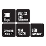 ZEBRONICS ZEB-USB300WF1 WiFi USB Mini Adapter Supports 300 Mbps