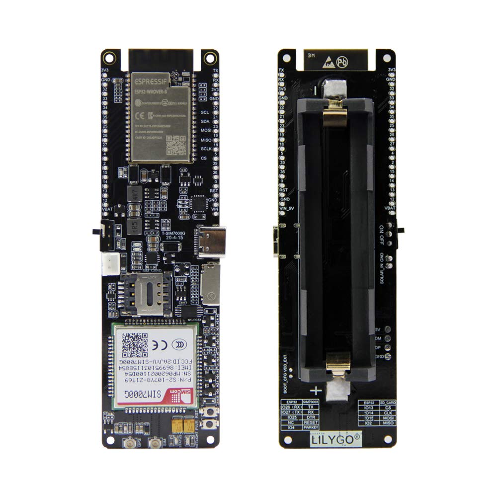 TTGO T- SIM7000G Module Espressif ESP32- WROVER-E Chip WiFi Bluetooth 18560 Battery Holder Solar Charge Development Board