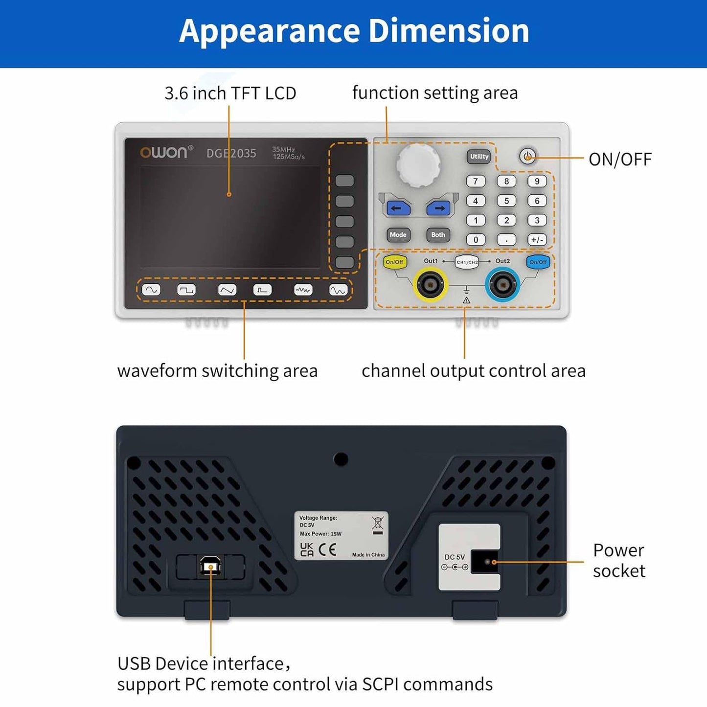 OWON DGE2035 Arbitrary Waveform Generator 35MHz