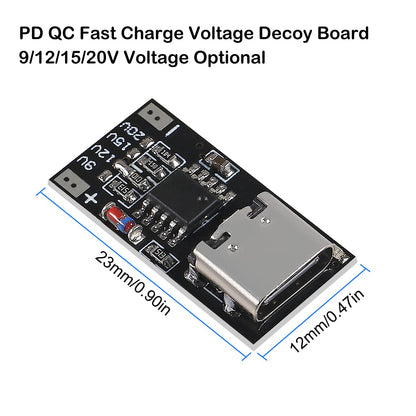 USB-C PD Trigger Board Module PD/QC Decoy Board Fast Charge USB Type-c to DC 9V 12V 15V 20V High Speed Charger Power Delivery Boost Module