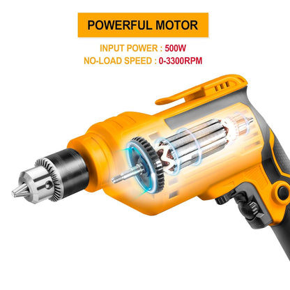 INGCO ED55038 Electric Drill Machine 550W 10 mm Chuck with Forward & Reverse Rotation
