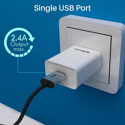 Portronics POR 1062 Adapto 62W 2.4A Charger with Micro USB Cable (White)