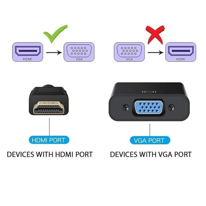 HDMI to VGA 1080P HD Video with Audio Cable Converter Adapter (Black)