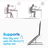 Zebronics ZEB-NS2000 (DARK GREY) Laptop Stand 7 Angles Adjustable Tabletop, Anti Slip Silicon Rubber Pads, Foldable, Velvet Pouch Inside