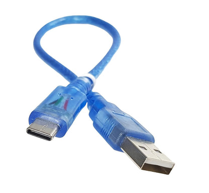 USB Type-A to Type-C Cable, 30 cm, Blue