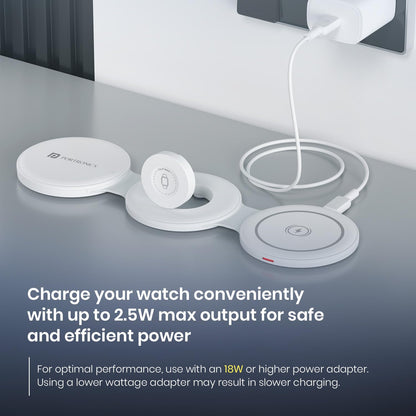 Portronics POR-3196 ChargeMate Trio 3 in 1 Wireless Charger with Multifunctional Fast Charging Data Cable Kit (White)