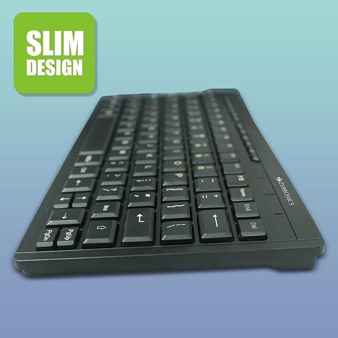 ZEBRONICS K04 Mini Multimedia USB Wired Keyboard with 96 UV Coated Keys, Slim & Compact, for PC/Mac