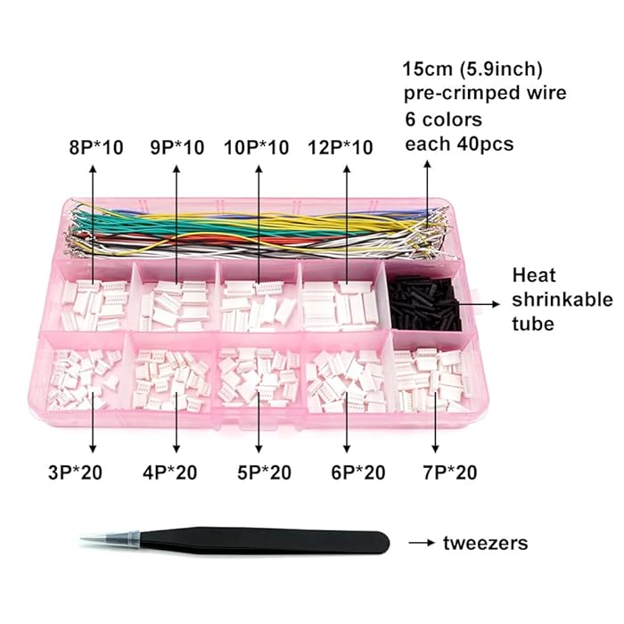 SH 1.0 Connectors and Pre-Crimped Silicone Cables Compatible with JST SH 1.0mm for F4 Pro F7 Racing drone 15cm Wire