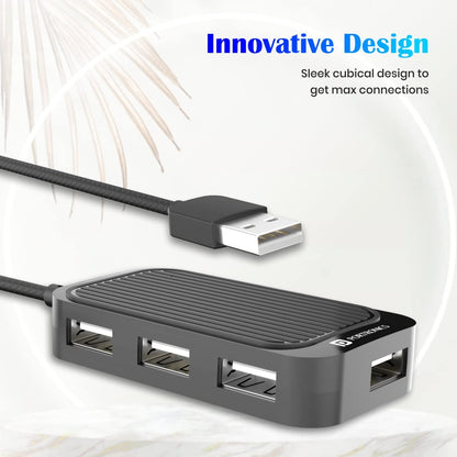 Portronics POR-1634 Mport 4D USB Hub Dock (4-in-1) with 1.5 m Cable (Black)
