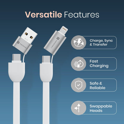 Portronics POR-3075 Keylink 4 in 1 Multifunctional Charging Cable with Keyring