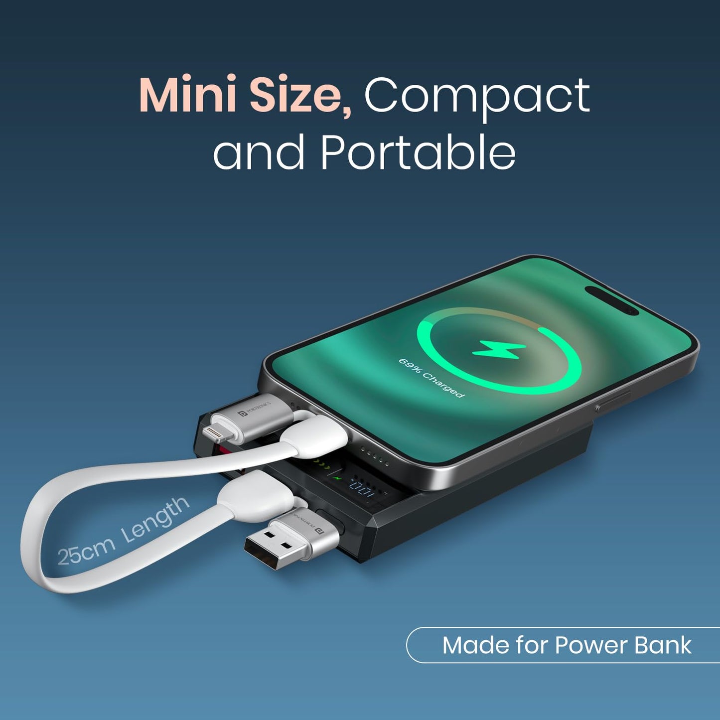 Portronics POR-3075 Keylink 4 in 1 Multifunctional Charging Cable with Keyring