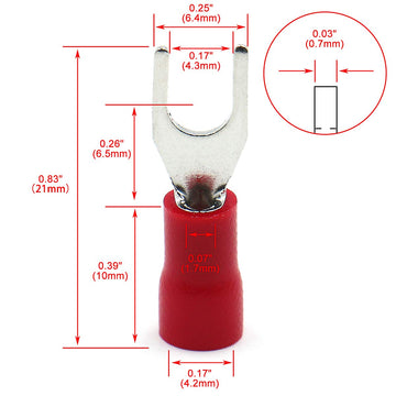 Fork Terminal 1.25-4 (0.5-1.5sqmm) insulated Crimp Spade Battery Conne ...