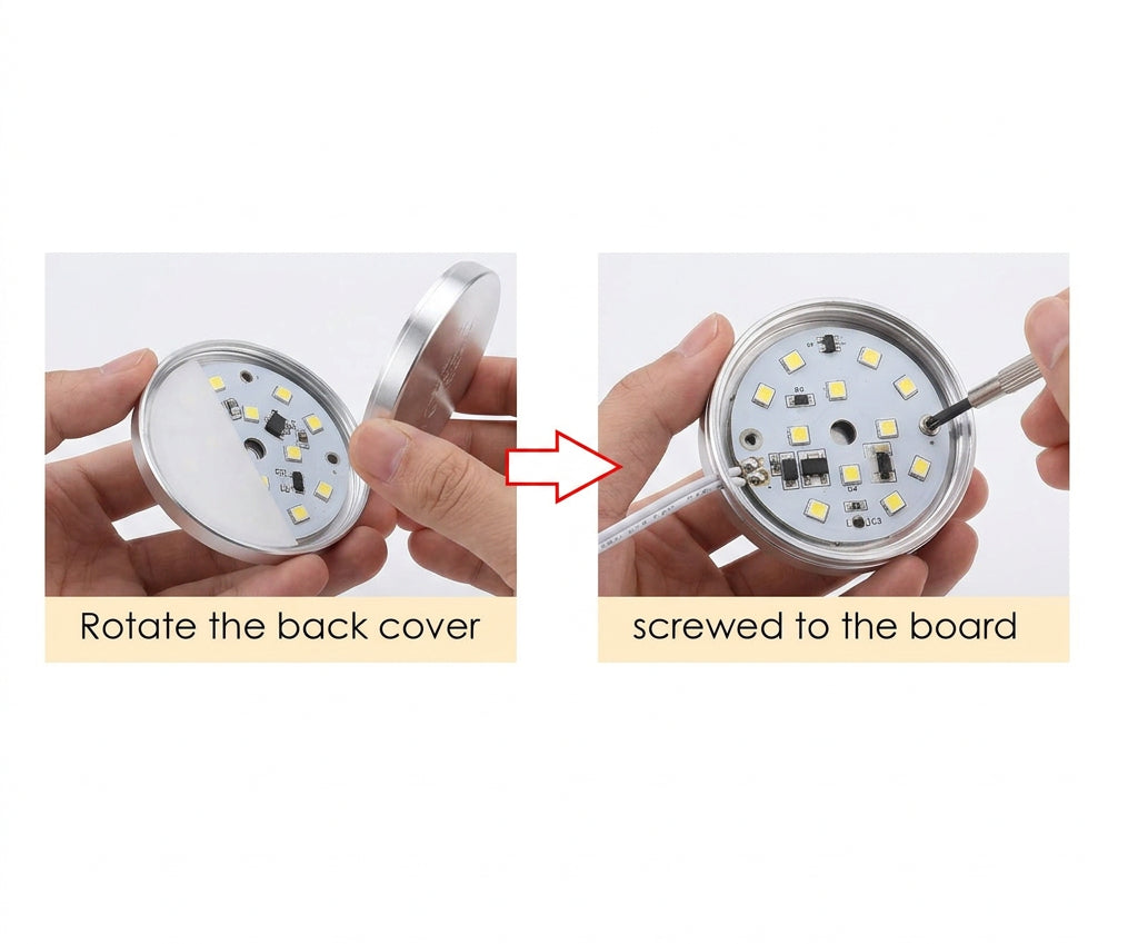 Screw-mount USB LED puck light, 60 x 8 mm, warm white