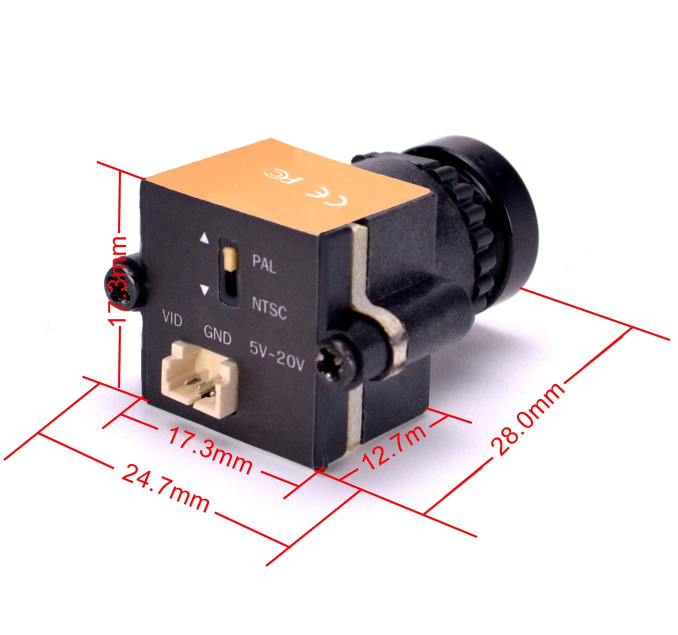 1000TVL 1/3 CCD 110 Degree 2.8mm Lens Mini FPV Camera