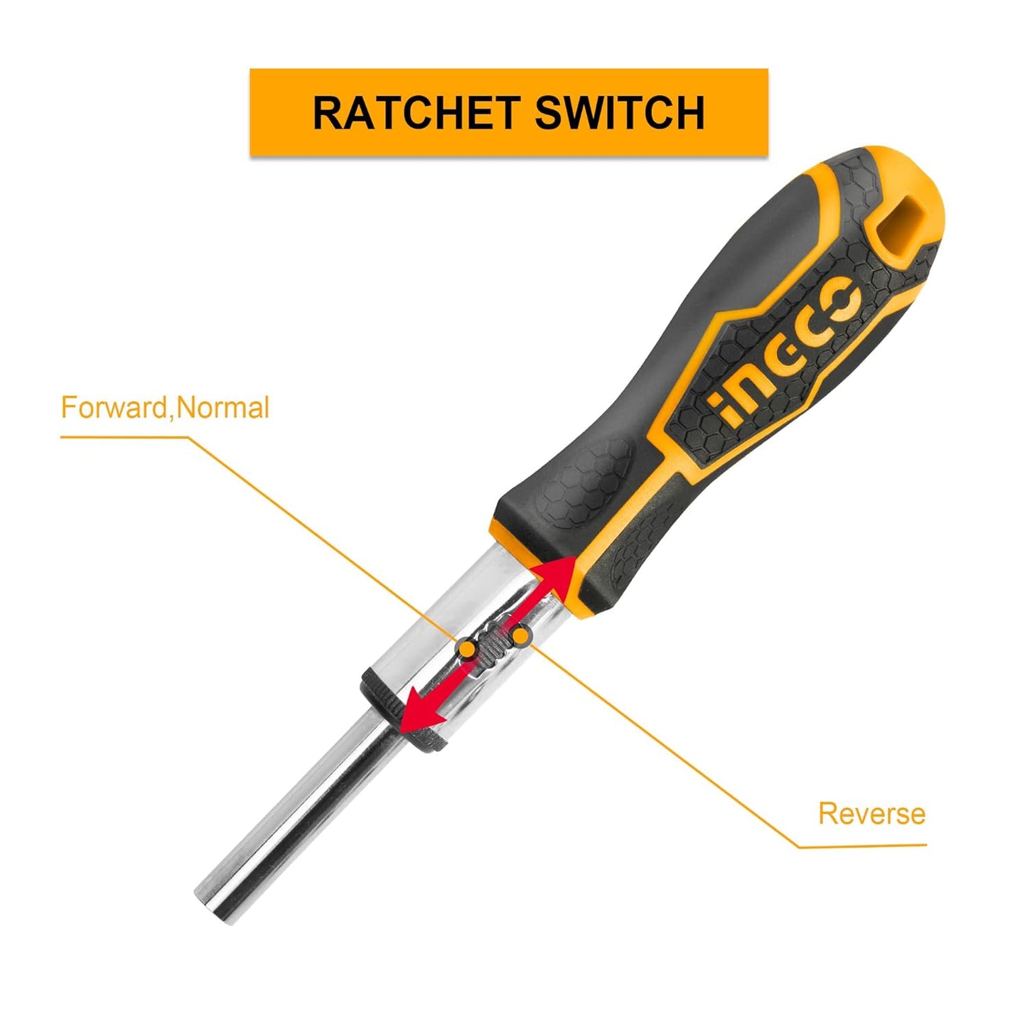 INGCO HKSDB0248 24 Pcs Screwdriver Set, Ratchet Handle, High Auality Cr.V Material, Heavy duty, High Torque Resistance Screwdriver Set