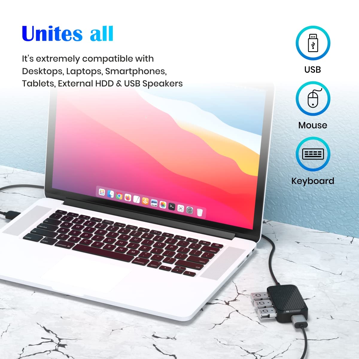 Portronics POR-1634 Mport 4D USB Hub Dock (4-in-1) with 1.5 m Cable (Black)