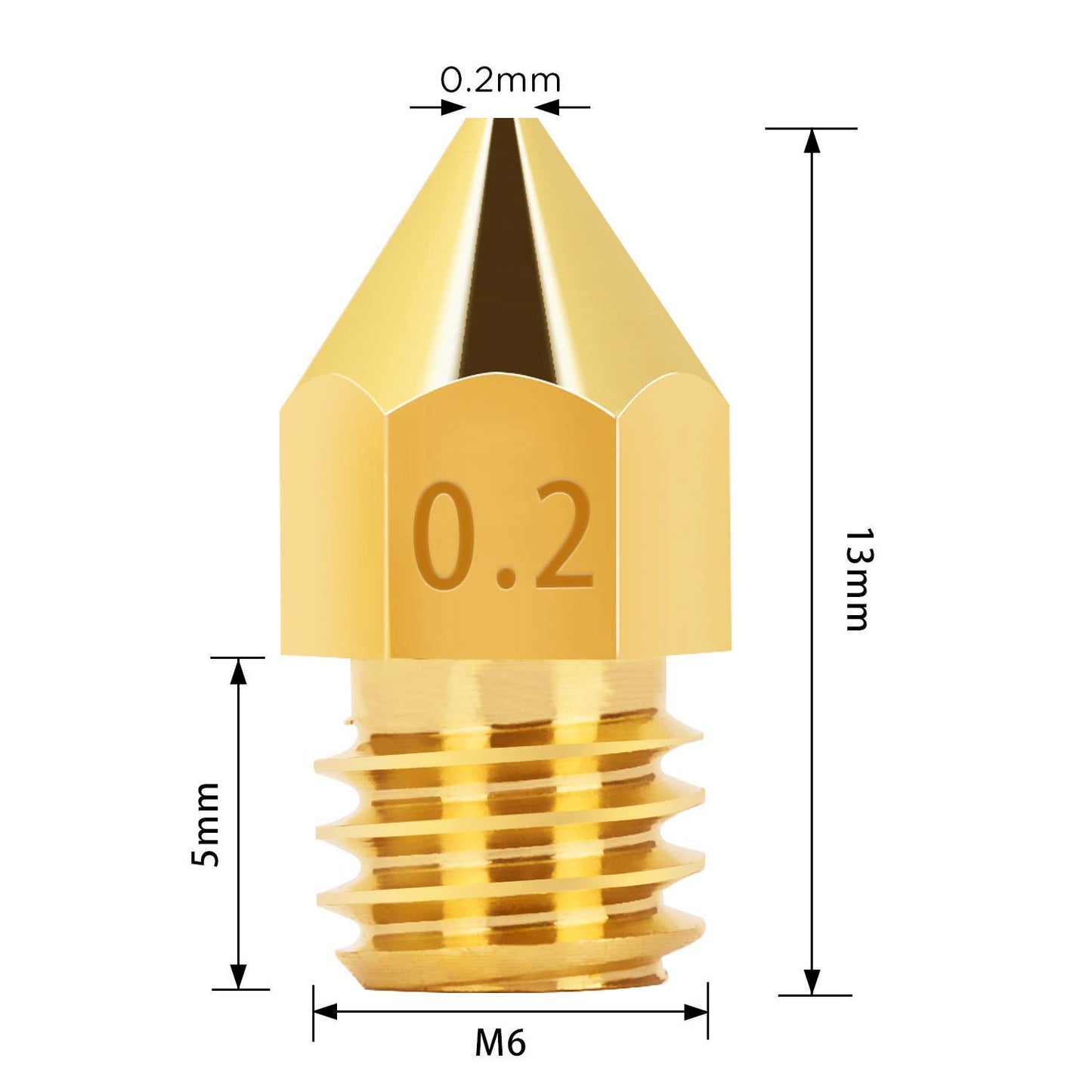 0.2 mm Nozzle for 3D Printer Brass Nozzle (Pack of 1)