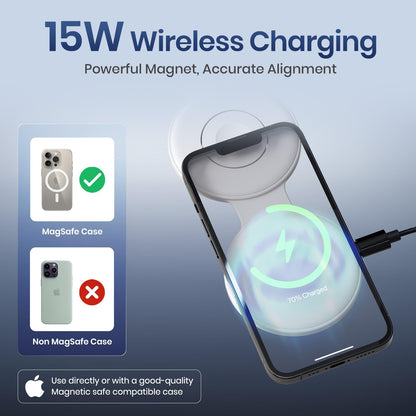 Portronics POR-3196 ChargeMate Trio 3 in 1 Wireless Charger with Multifunctional Fast Charging Data Cable Kit (White)