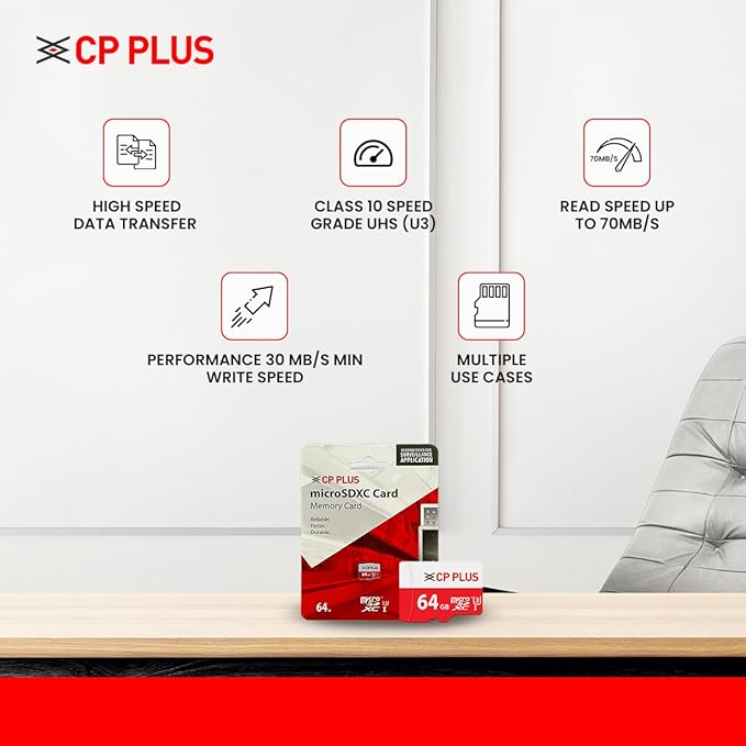 CP PLUS High Speed Data Transfer 64 GB Micro SD Card with 30 MB/s Min Write Speed, CP-NM64