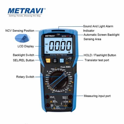 Metravi Metrasafe-10 TRMS Digital Multimeter 6000 Counts / 1000V Auto-Ranging Multimeter