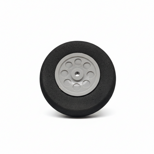Black wheel with a gray center on a white background