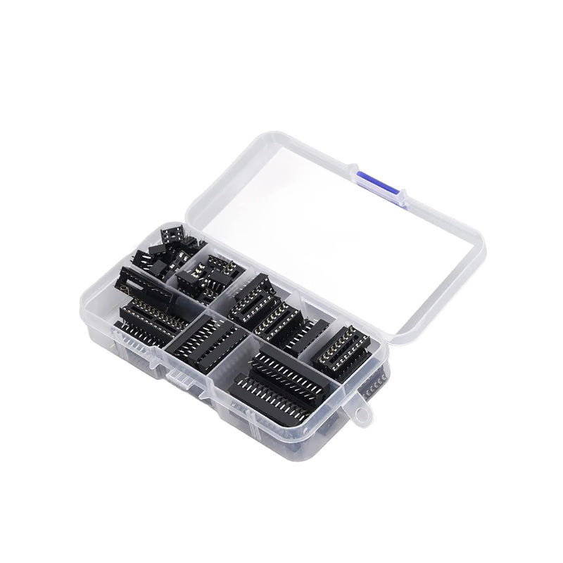 66 Pcs IC Base Kit Flat Foot 8 Specifications 6P-28P IC Chip Holder Kit