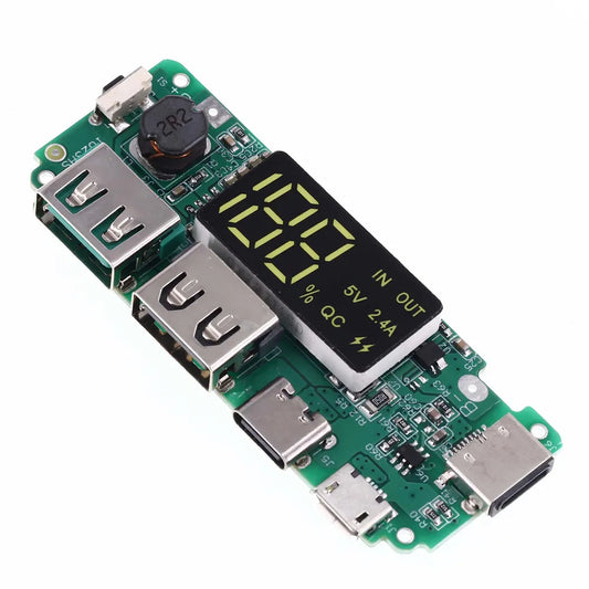 5V 2.4A Dual USB + Type-C + Micro + Lightning USB Power Bank With LED Display 18650 Charger Board