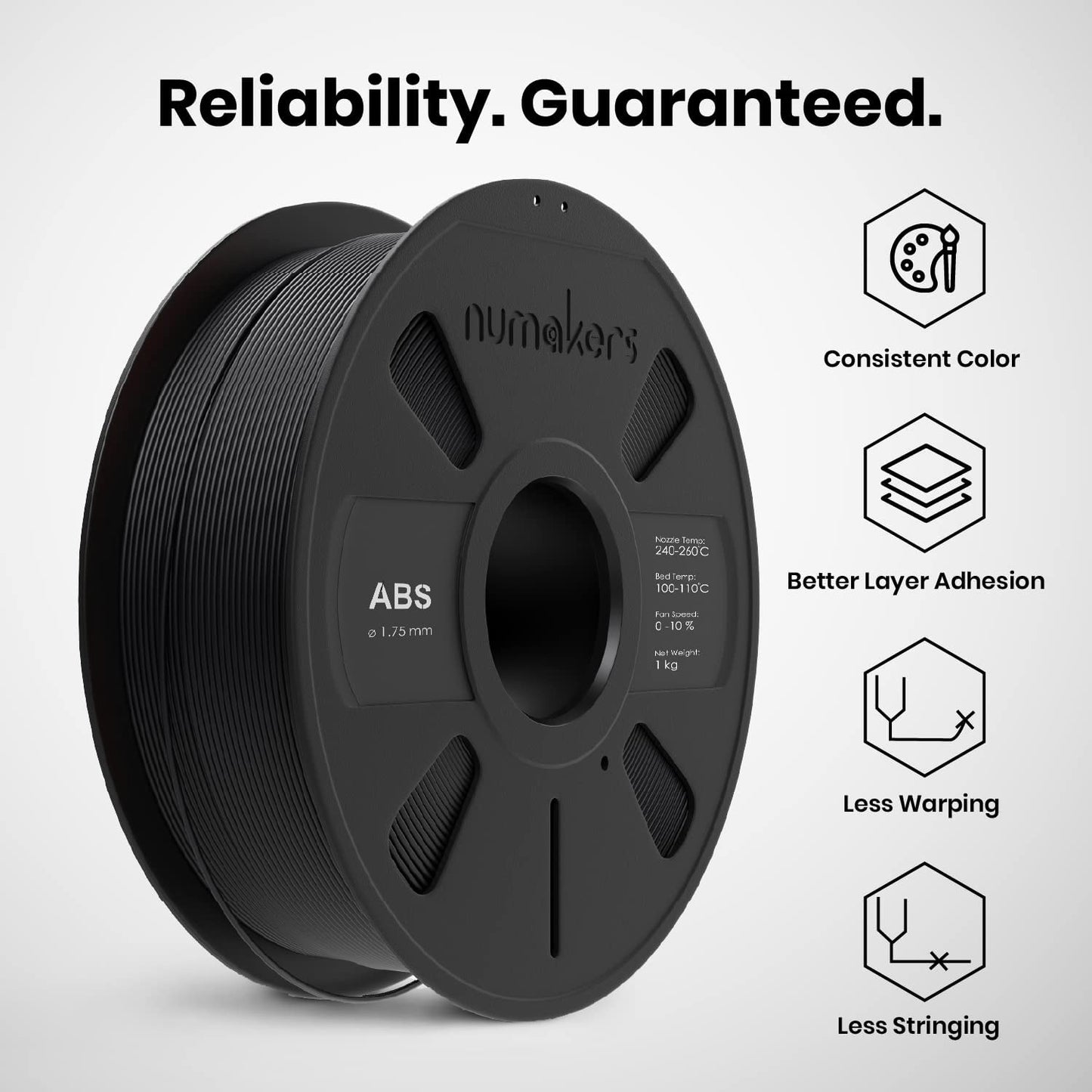 Numakers ABS Filament- Pitch Black - 1.75 mm / 1 kg