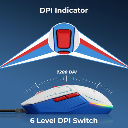 ZEBRONICS Astro Premium Gaming Mouse with Upto 7200 DPI, 7 Buttons, Braided Cable, High Resolution, Windows Software with RGB LED Light