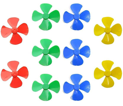 Fan For DC Toy Motor 4 Blade Propeller (Pack of 1) Random Colour