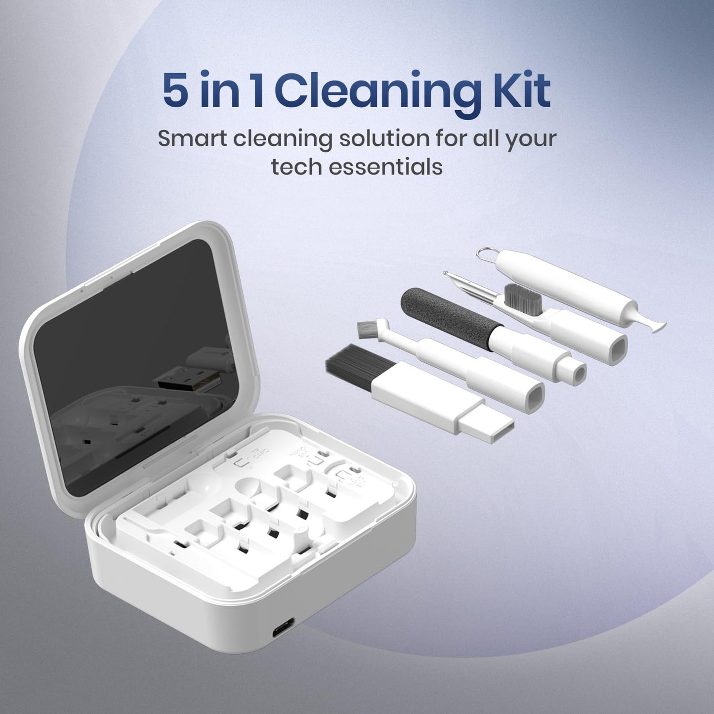 Portronics POR-3148 Smartpod 3 in 1 Wireless Charger with Multifunctional Cable & Cleaning Kit (White)