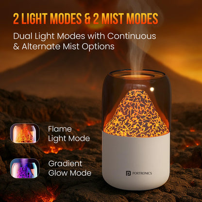 Portronics POR-3104 Magma 2-in-1 Volcano Water Mist Humidifier and Night Lamp (White)