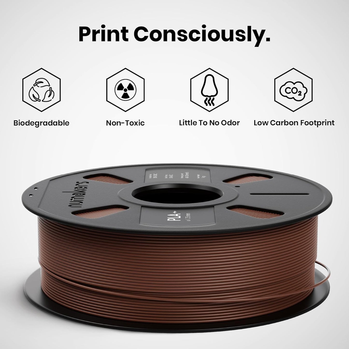 Numakers PLA+ Filament – Chocolate Brown – 1.75 mm / 1 kg