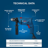 BOSCH GSB 600 Corded Electric Impact Drill with 100Pcs Accessory Set