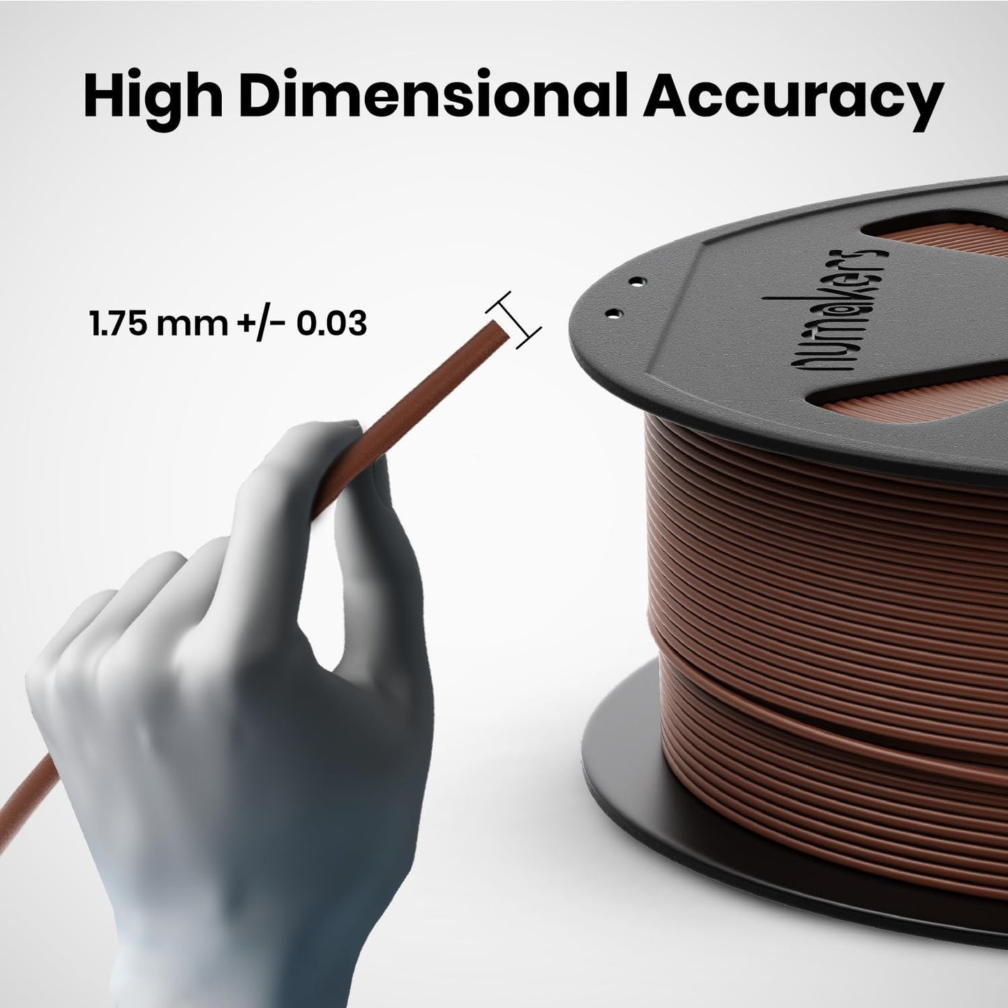 Numakers PLA+ Filament – Chocolate Brown – 1.75 mm / 1 kg