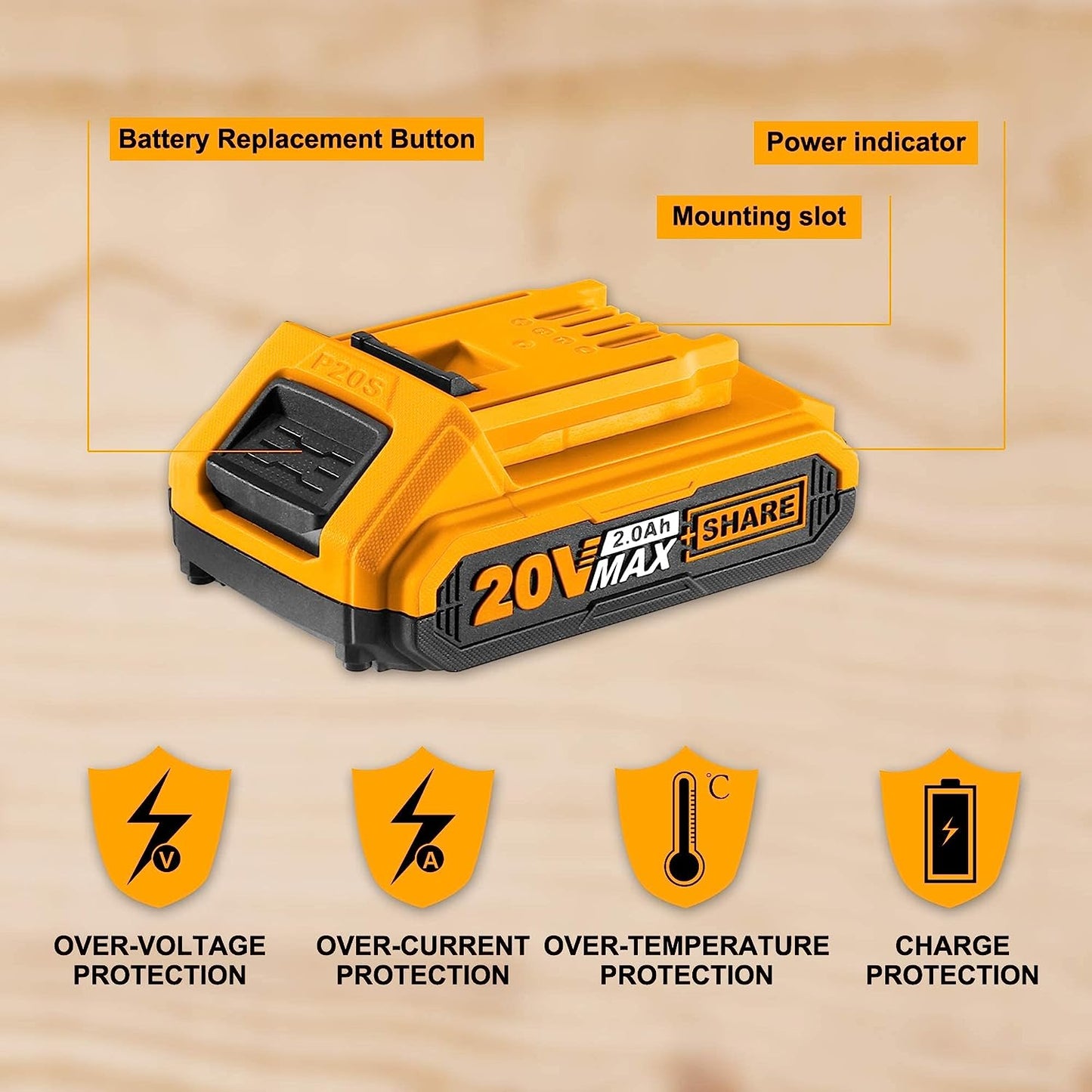 INGCO FBLI20011 2.0Ah Lithium-Ion Battery Pack