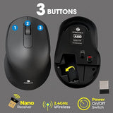 ZEBRONICS AKO Wireless Mouse, 2.4GHz with USB Nano Receiver, High Precision Optical Tracking, 3 Buttons, Silent Clicks, Plug & Play, for PC/Mac/Laptop (Black)
