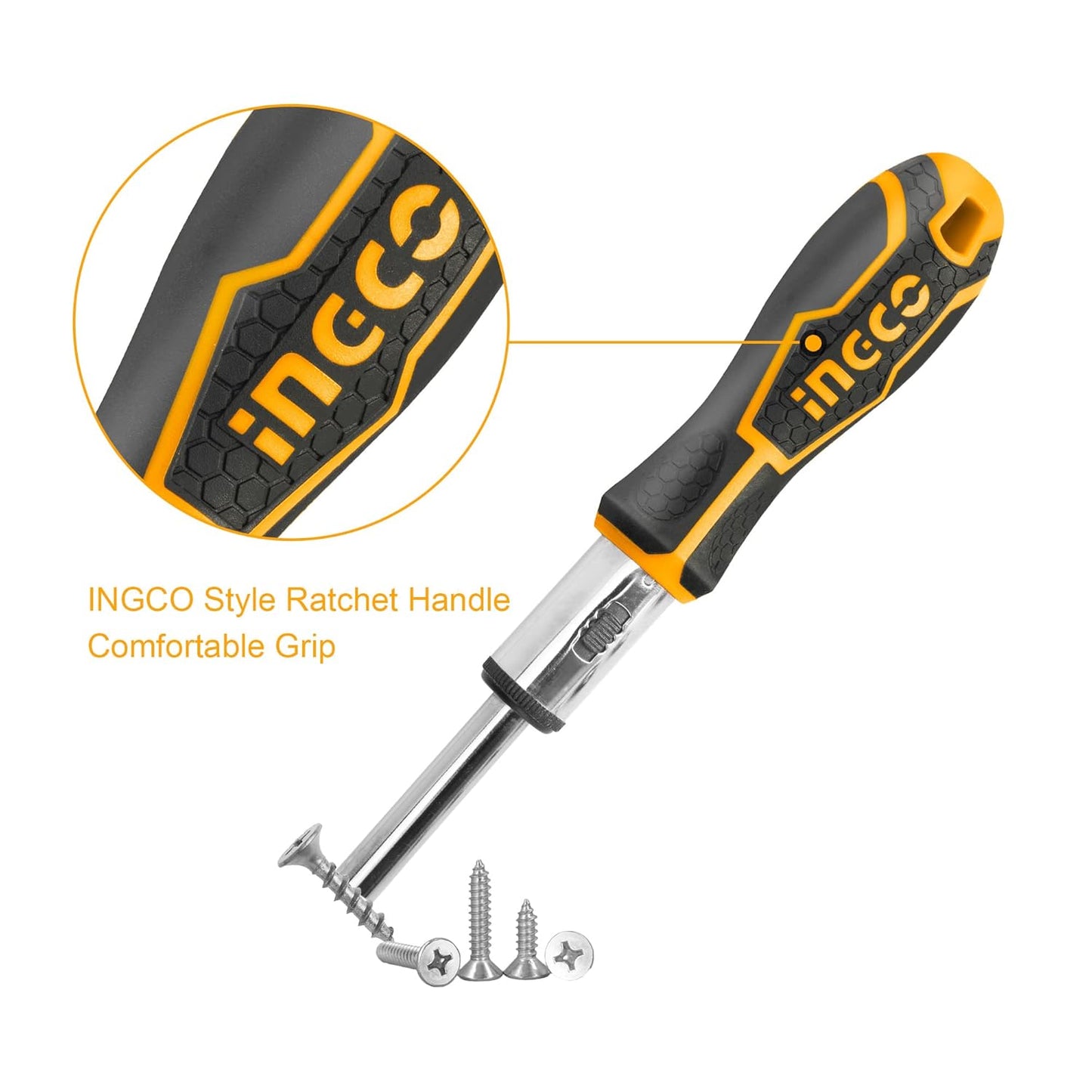 INGCO HKSDB0248 24 Pcs Screwdriver Set, Ratchet Handle, High Auality Cr.V Material, Heavy duty, High Torque Resistance Screwdriver Set