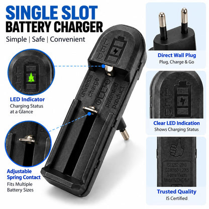Universal Li-ion Battery Charger 3.7V Single Slot