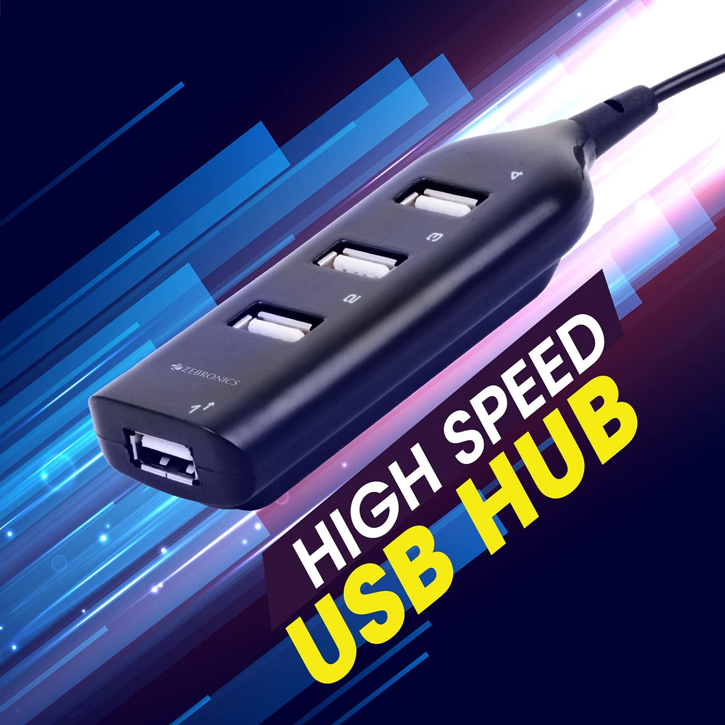 Zebronics ZEB-90HB USB Hub, 4 Ports, Pocket Sized, Plug & Play