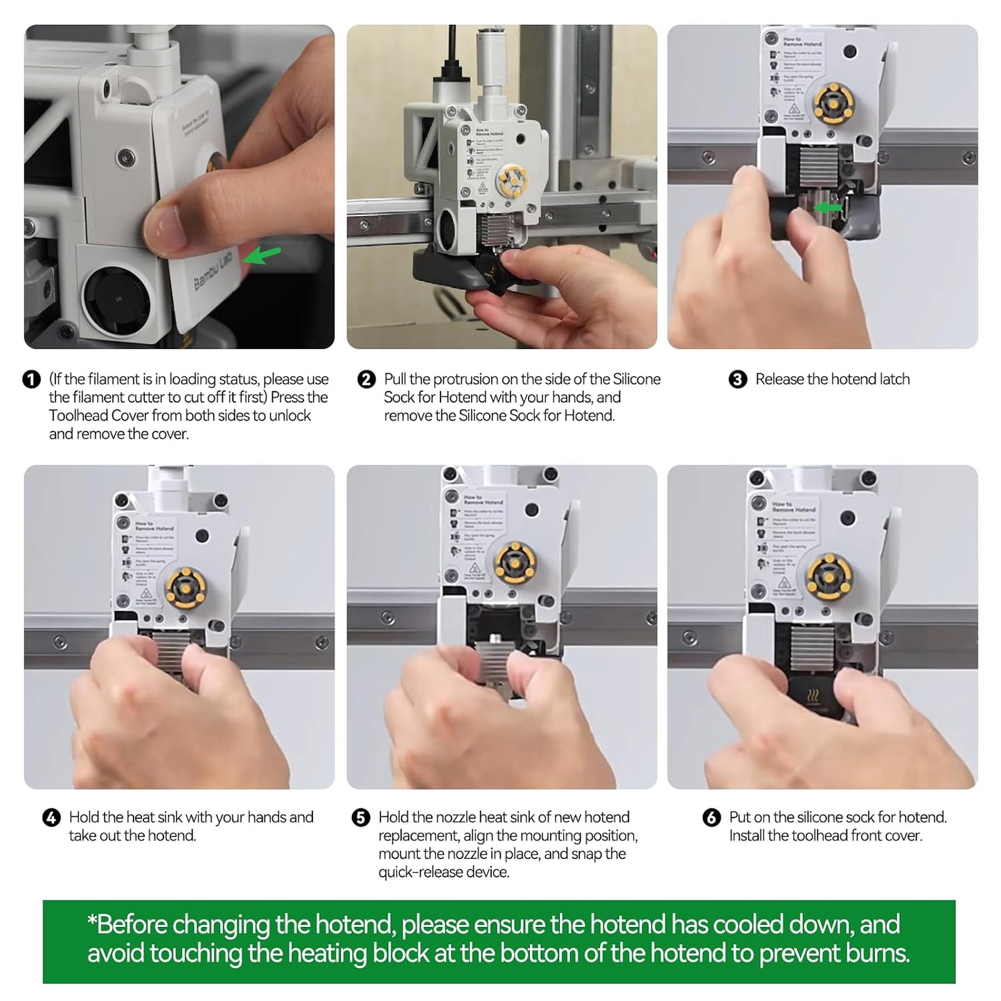 Bambu Lab Hotend with Stainless Steel Nozzle - 0.4 mm for A1, A1 Mini (FAH007)