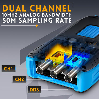 FNIRSI 2C23T 3-in-1 Handheld Oscilloscope Multimeter DDS Generator Channels, 10MHz Bandwidth