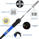 60W 220V ESD Safe Temperature Adjustable Electric Soldering Iron with Extra 5 Bits