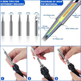 60W 220V ESD Safe Temperature Adjustable Electric Soldering Iron with Extra 5 Bits
